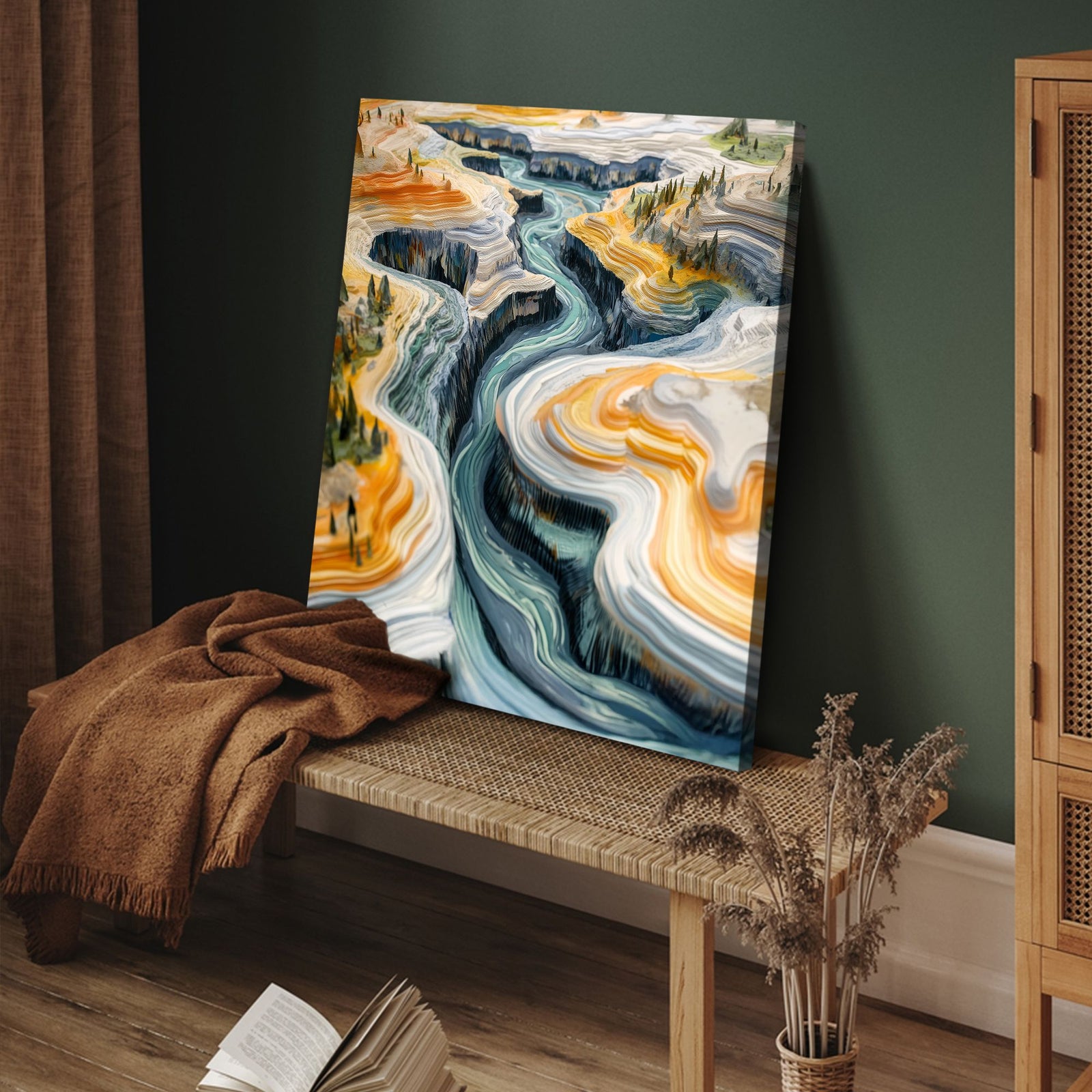 River Canyon Landscape Abstract Canvas Wall Art for Living Room