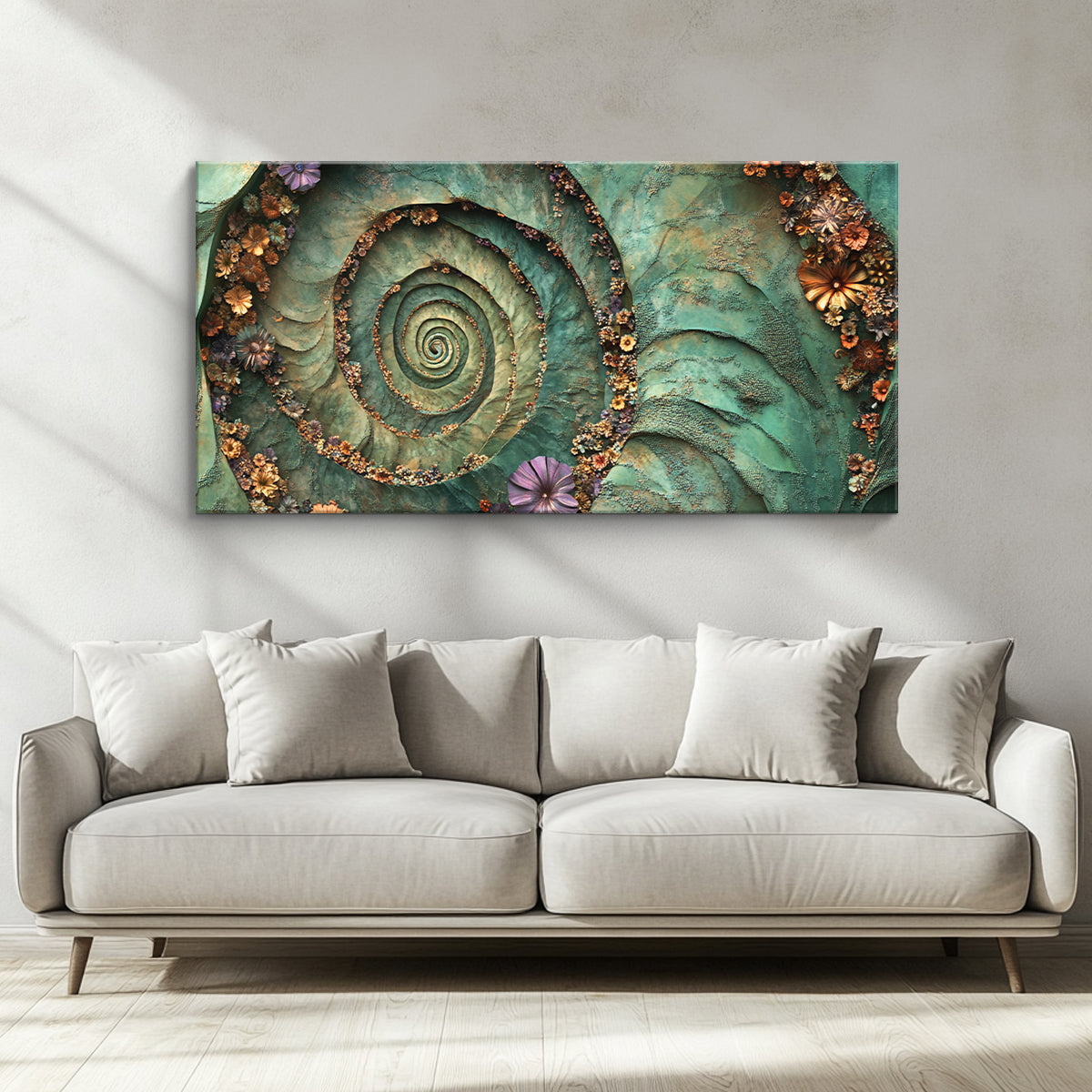 Floral Spiral Nature Abstract Canvas Wall Art for Living Room