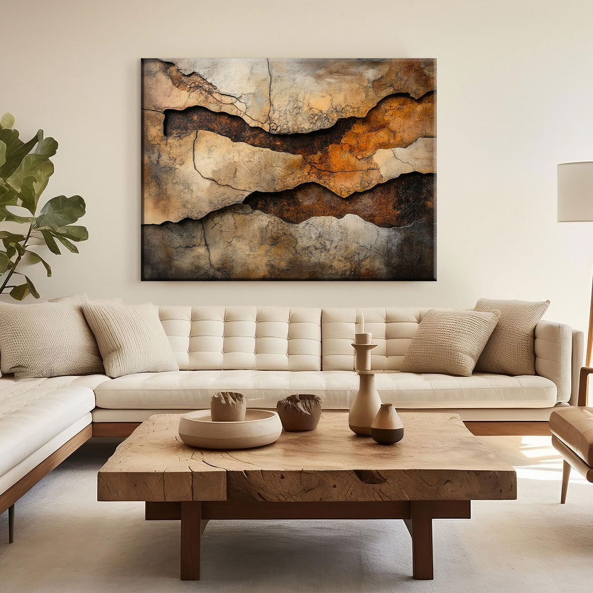 Layered Abstract Canvas Wall Art – Textured Minimalist Painting