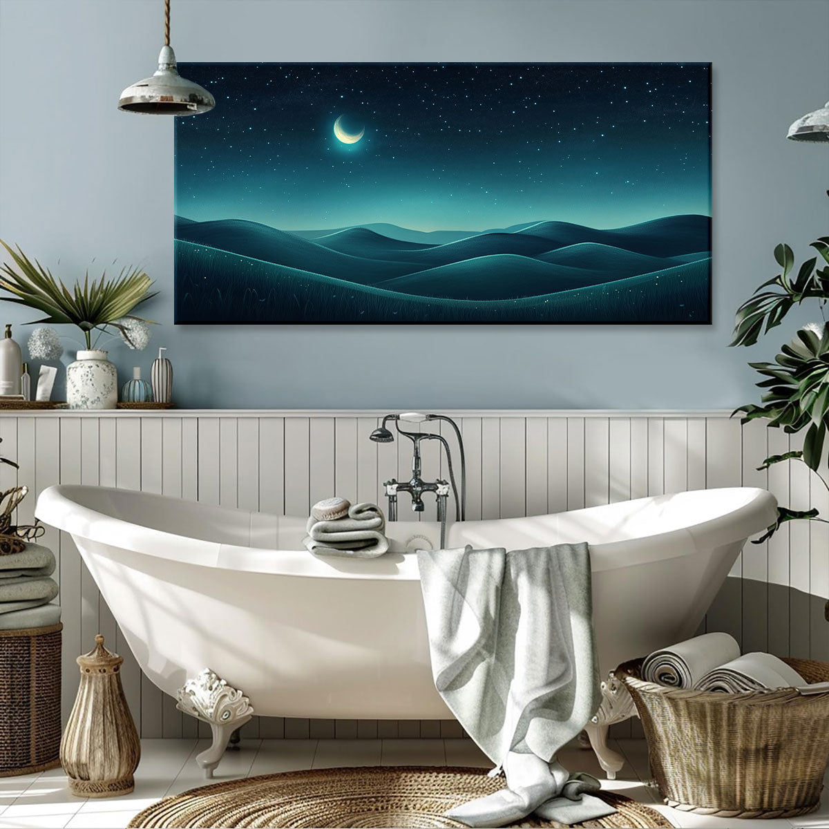 Dreamy Moon Boho Wall Decor Canvas