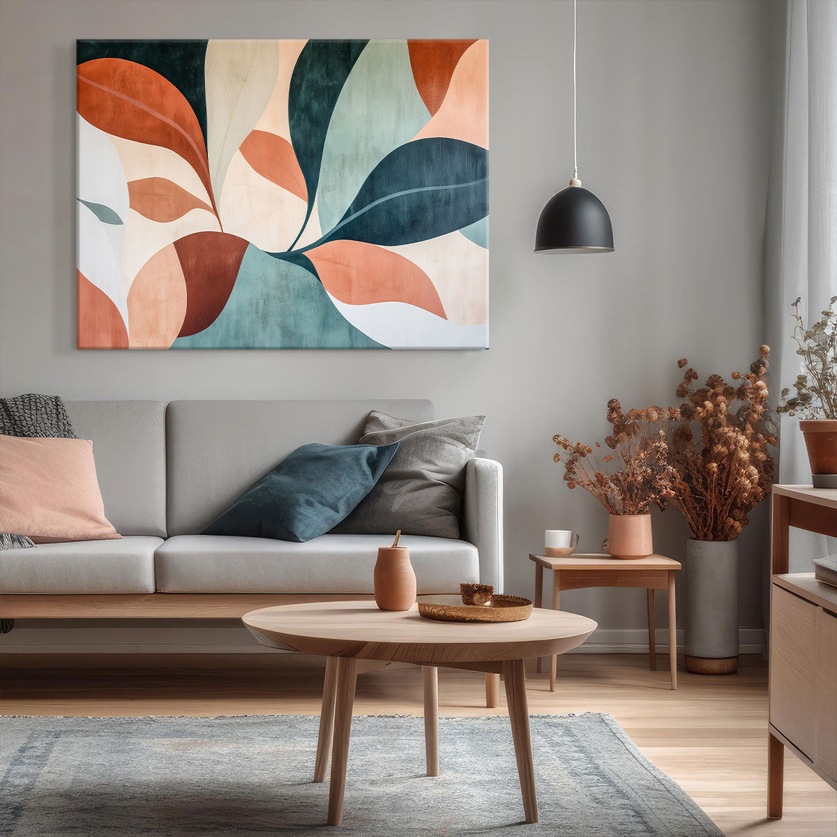 Abstract Terracotta Botanical Shapes Boho Canvas Wall Art