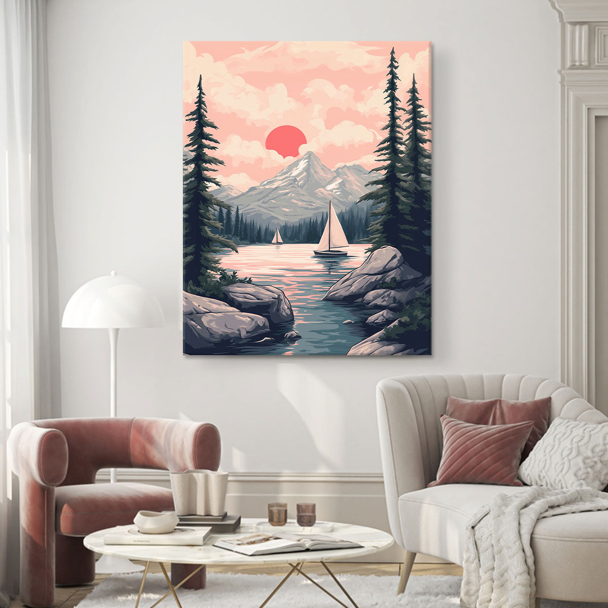 Serene Alpine Sail Fine Arts Print