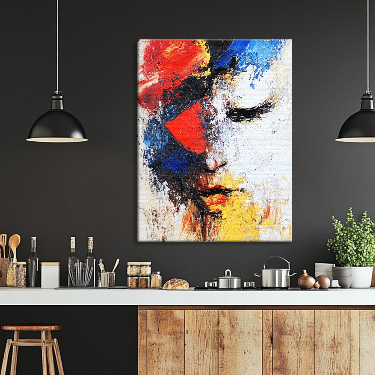 Dreaming Colors Abstract Portraiture Canvas Wall Art for Living Room