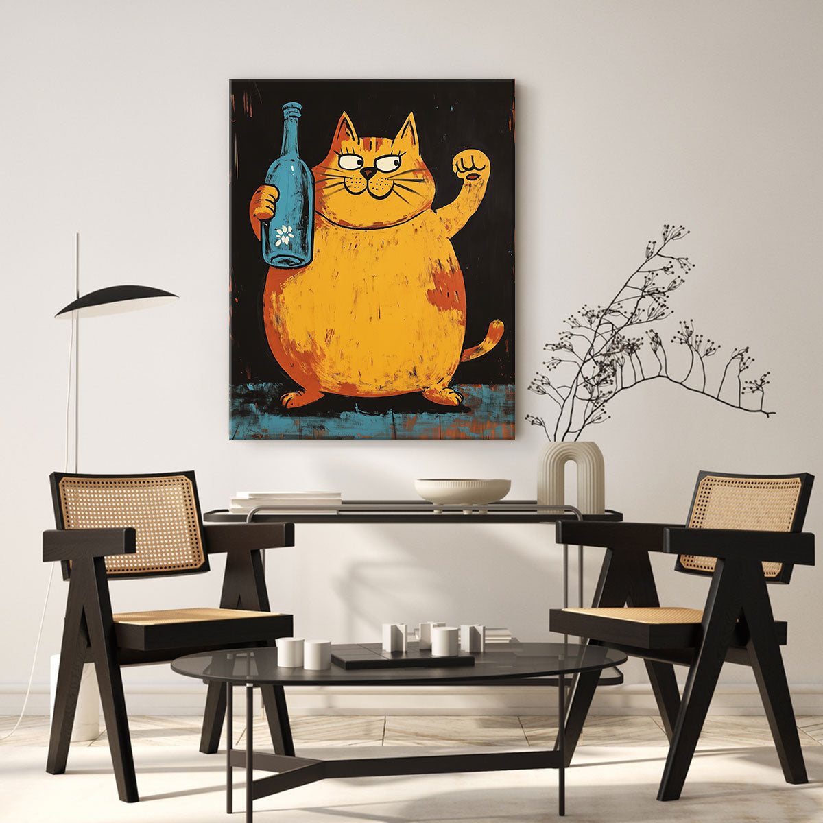 Drunk Fat Cat Modern Wall Artwork