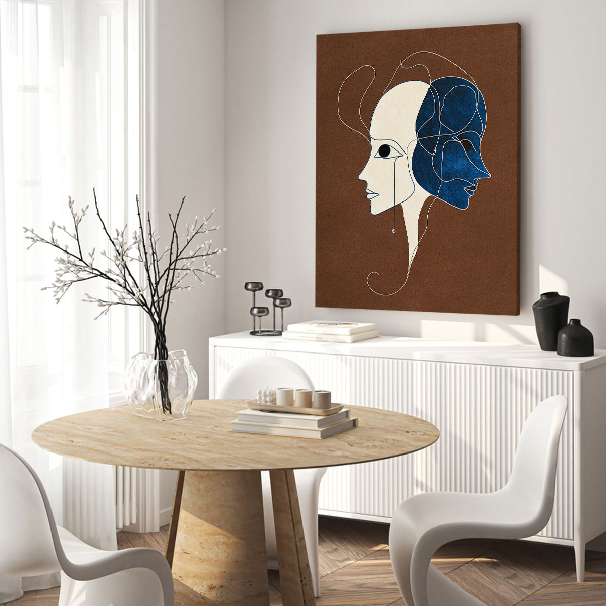 Two Face Abstract Minimalist Canvas Wall Art