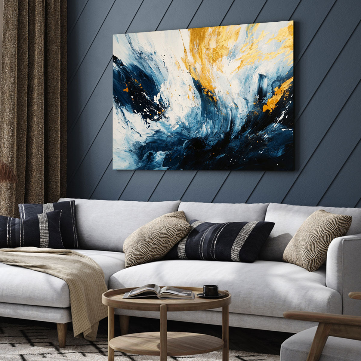 Dynamic Abstract Brushstrokes Modern Canvas Wall Ar