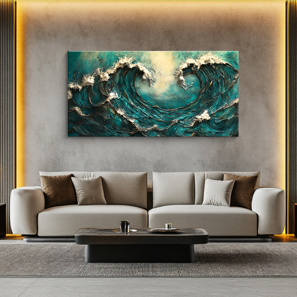 Tidal Embrace Landscape Abstract Canvas Wall Art
