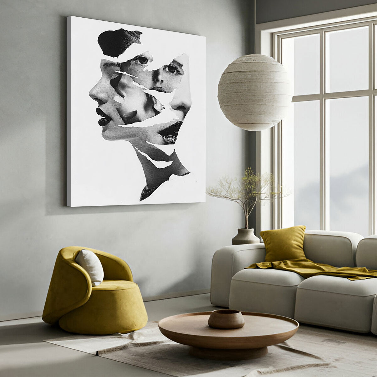 Fragmented Faces Abstract Wall Art