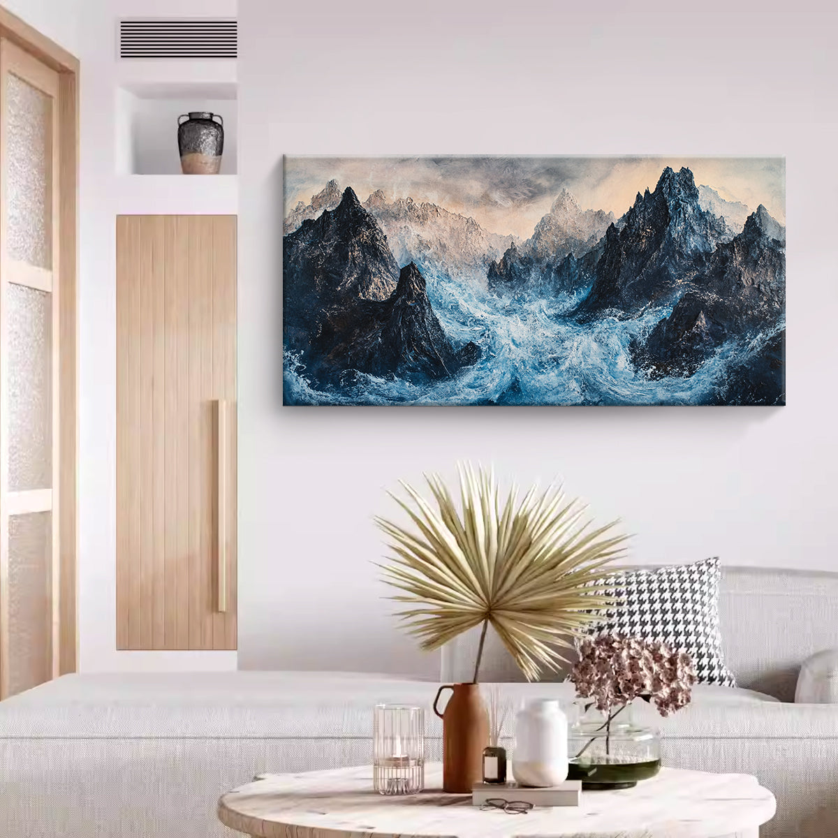 Tempestuous Peaks Landscape Abstract Canvas Wall Art for Living Room
