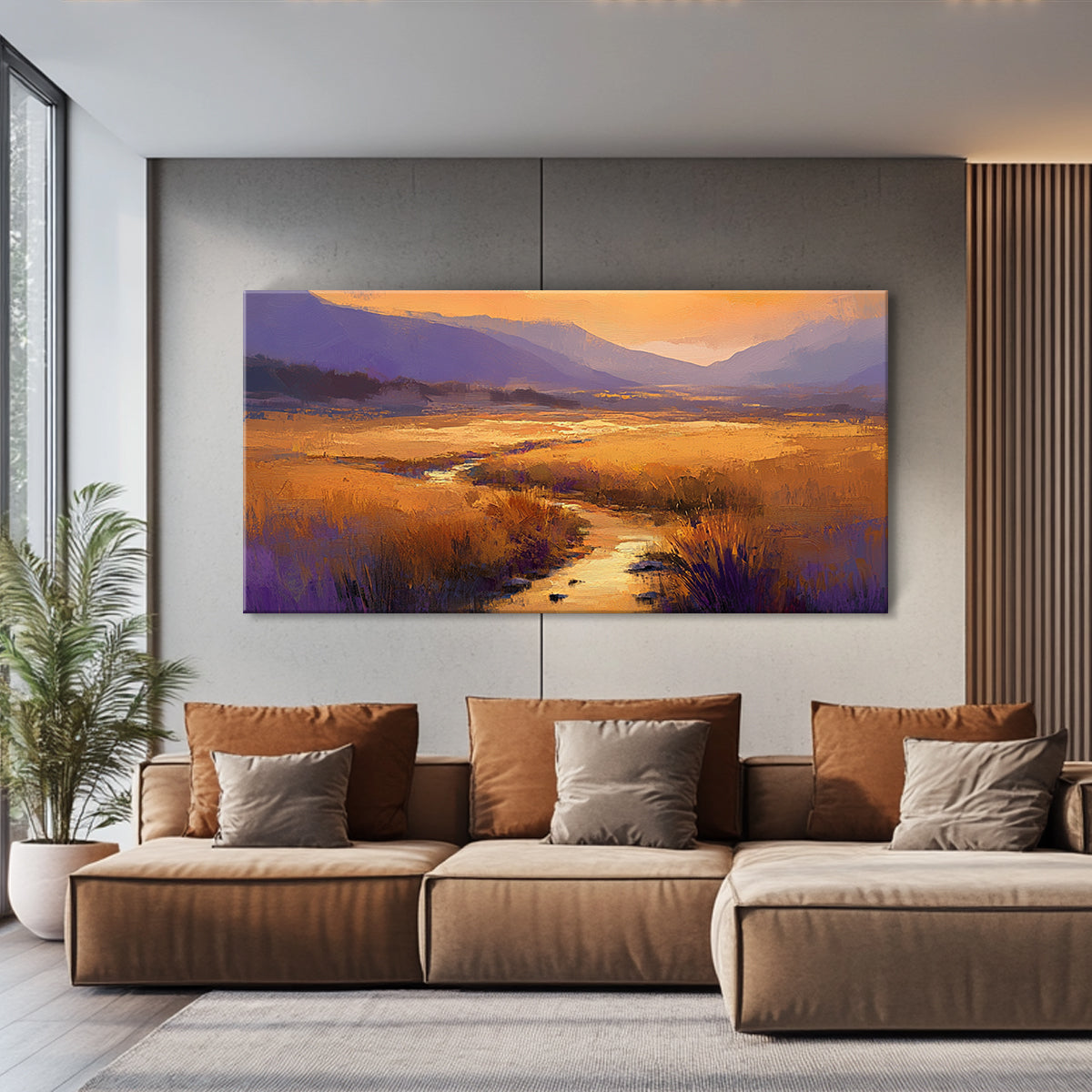 Golden Valley Vibrant Landscape Abstract Canvas Wall Art