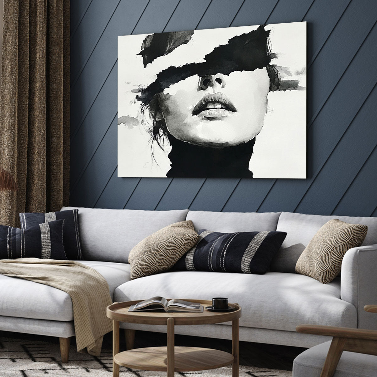 Black And White Abstract Female Portrait Minimalist Wall Art