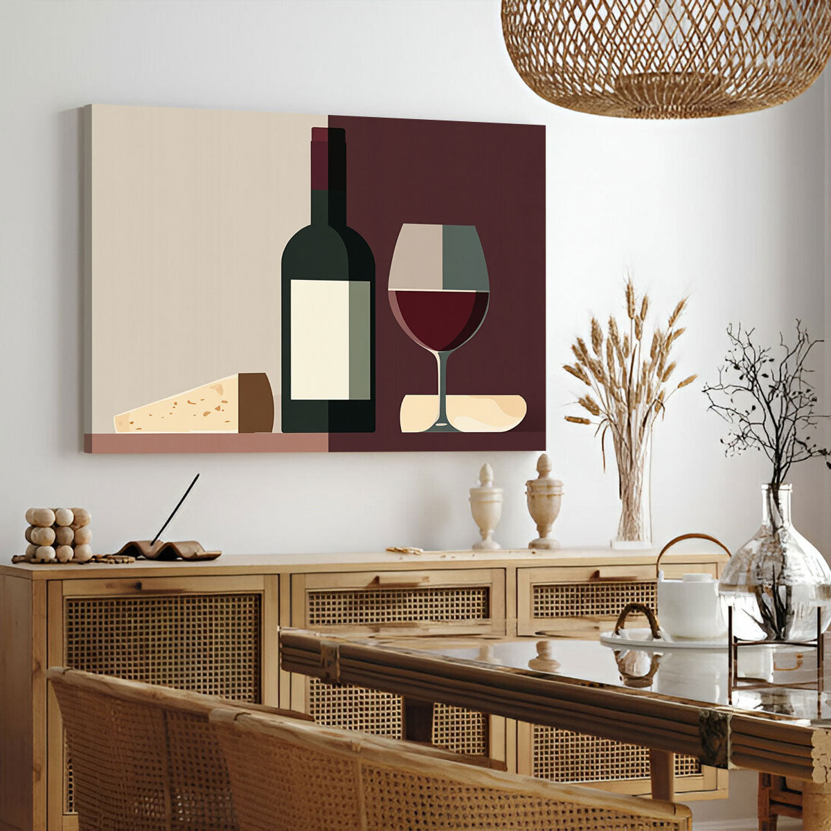 Minimalist Wine Bottle Canvas Wall Art