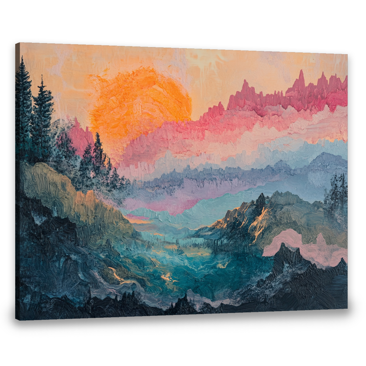 Dawn's Embrace Landscape Abstract Canvas Wall Art