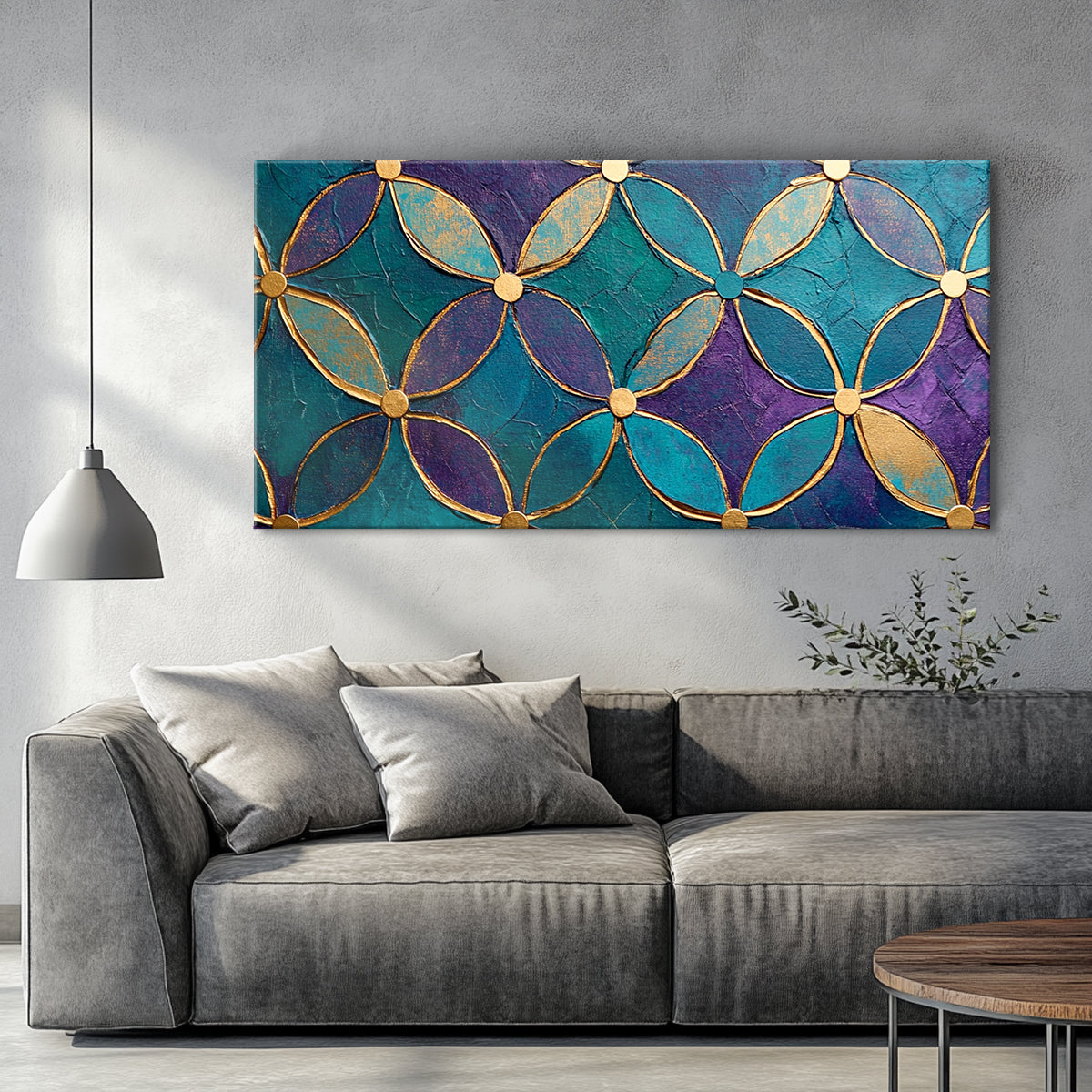 Golden Harmony Modern Abstract Canvas Wall Art for Living Room
