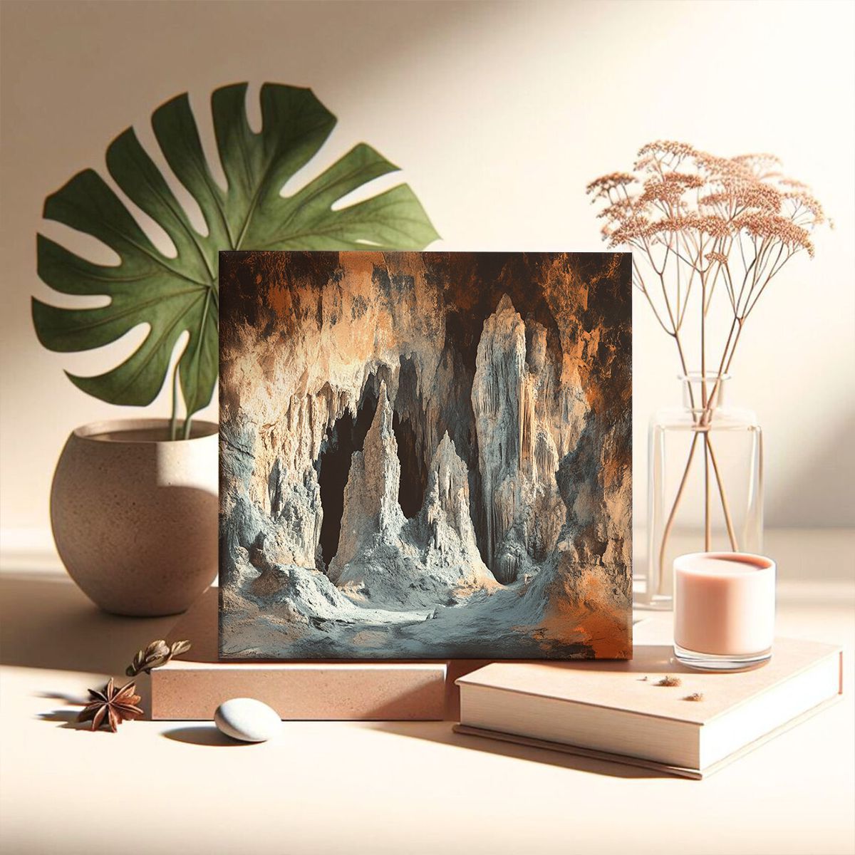 Realistic Cave Landscape Abstract Canvas Wall Art for Living Room