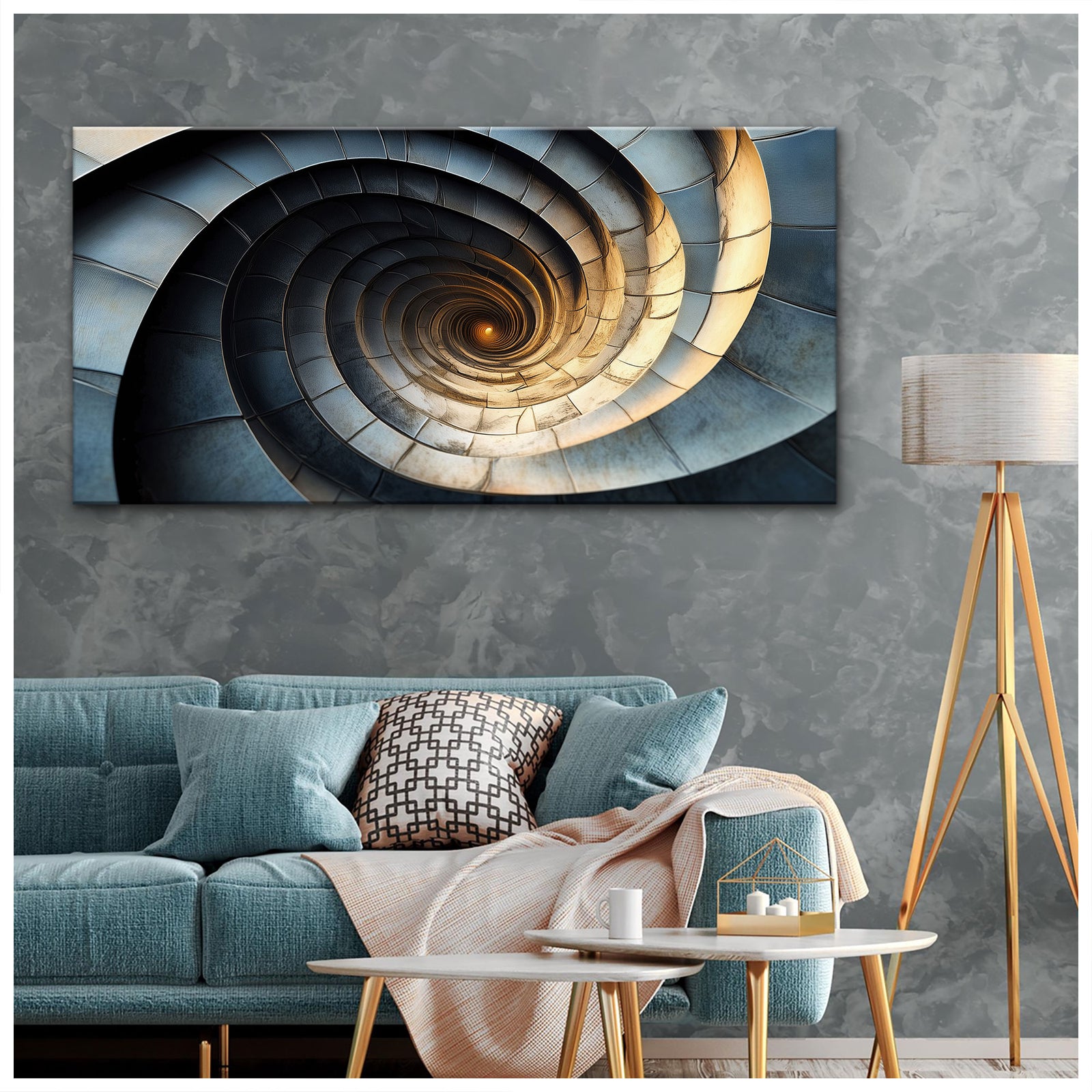 Spiral Architecture Abstract Canvas Wall Art for Living Room