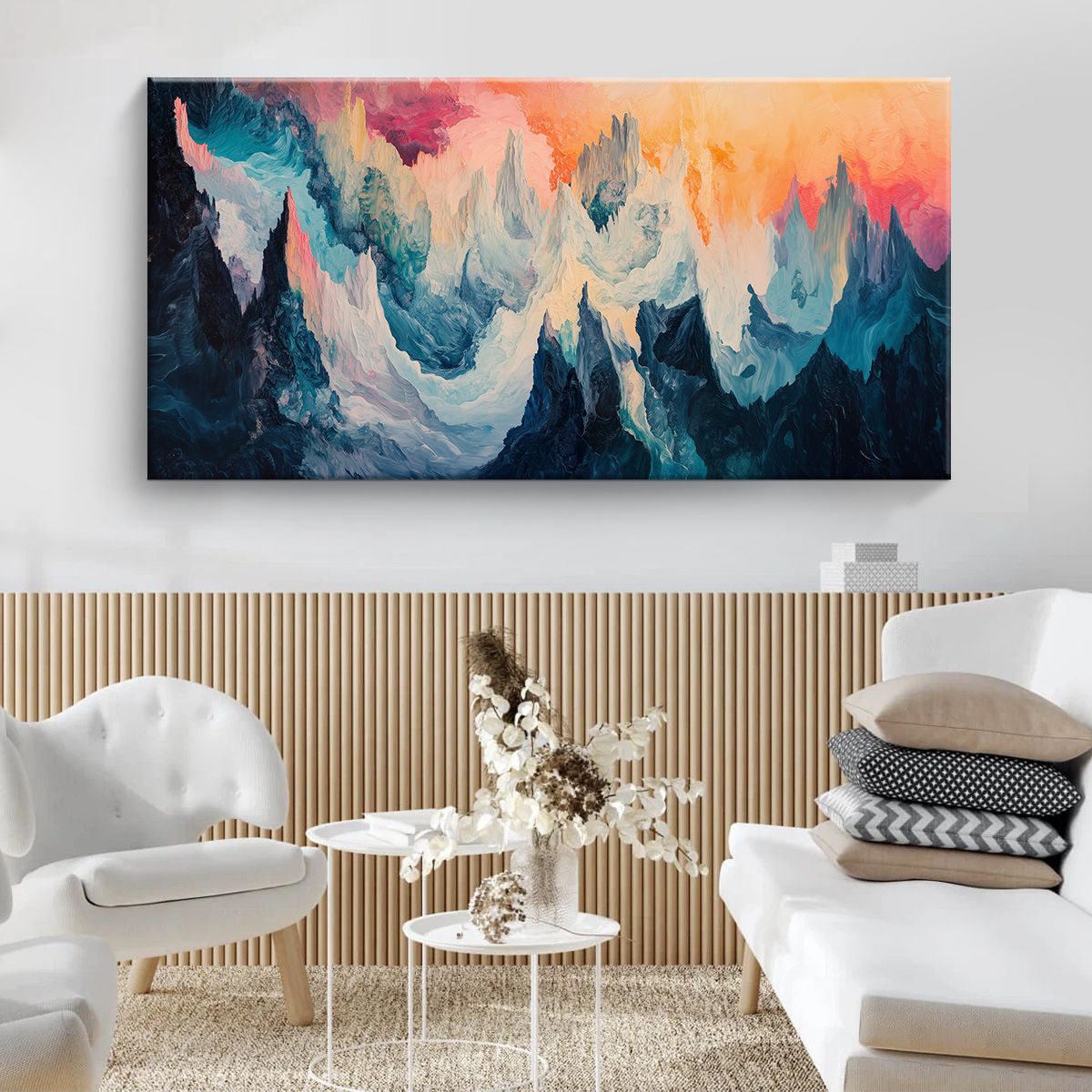 Celestial Peaks Landscape Abstract Canvas Wall Art for Living Room