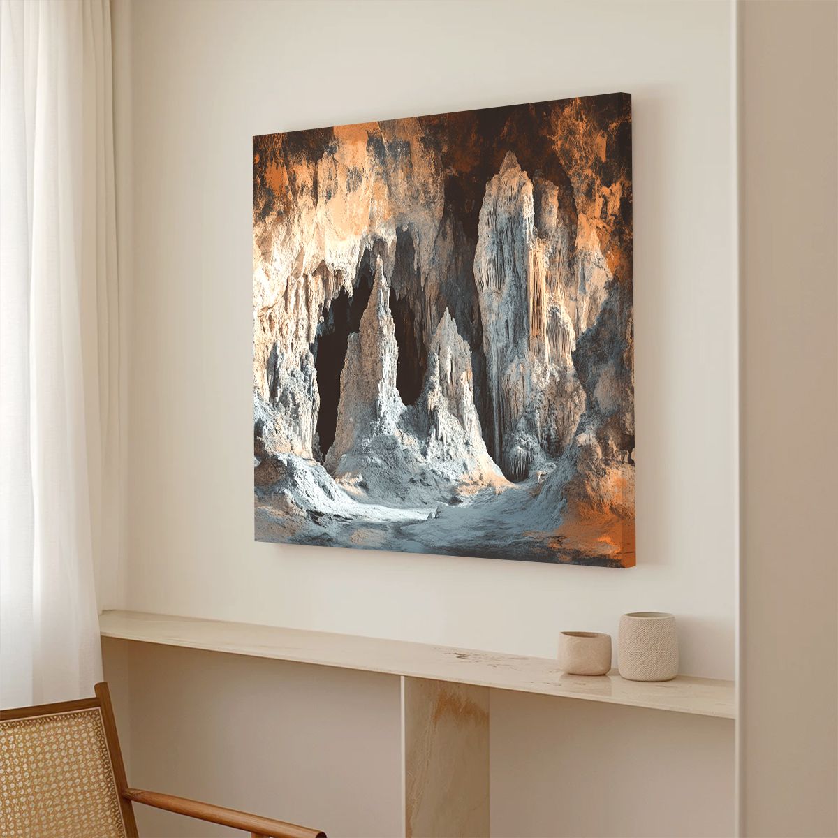 Realistic Cave Landscape Abstract Canvas Wall Art for Living Room