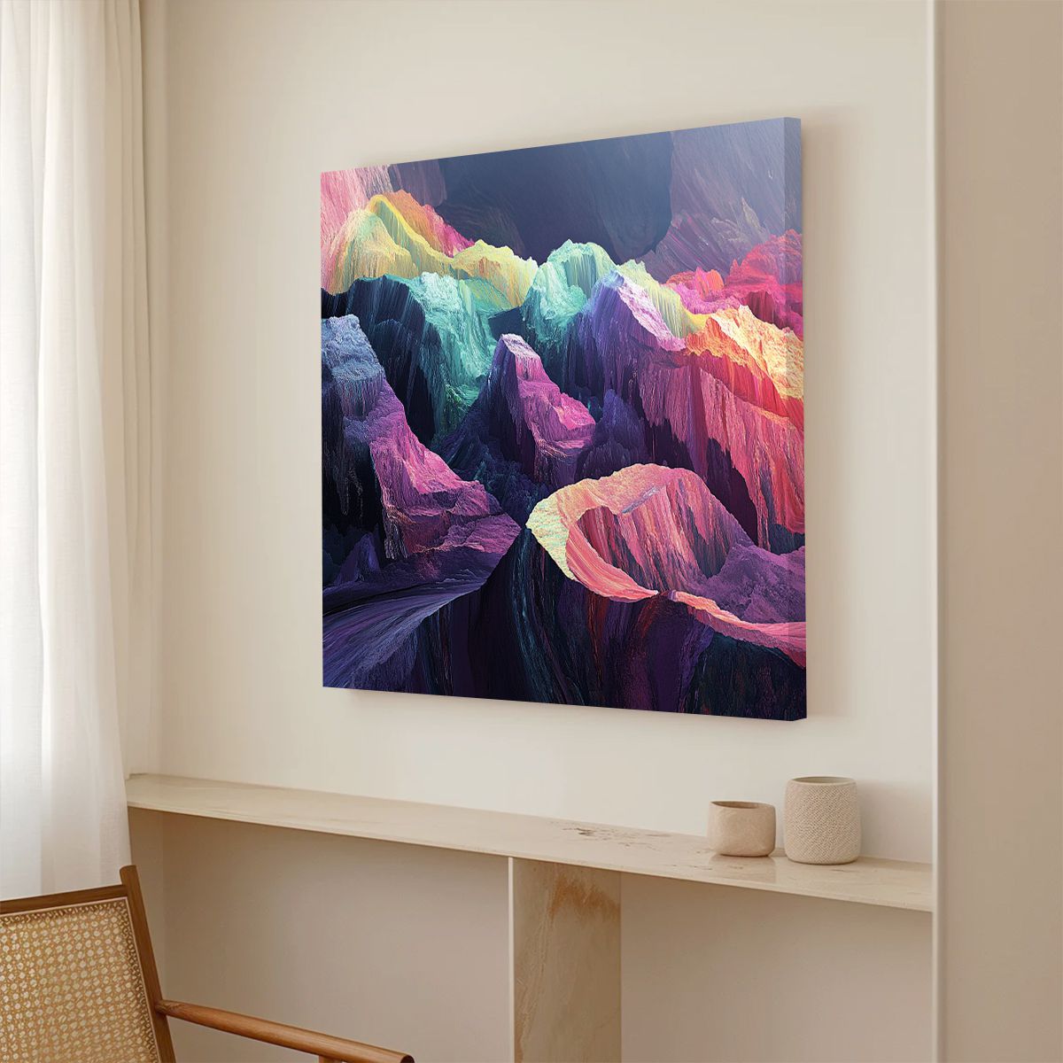 Vibrant Peaks Landscape Abstract Canvas Wall Art for Living Room