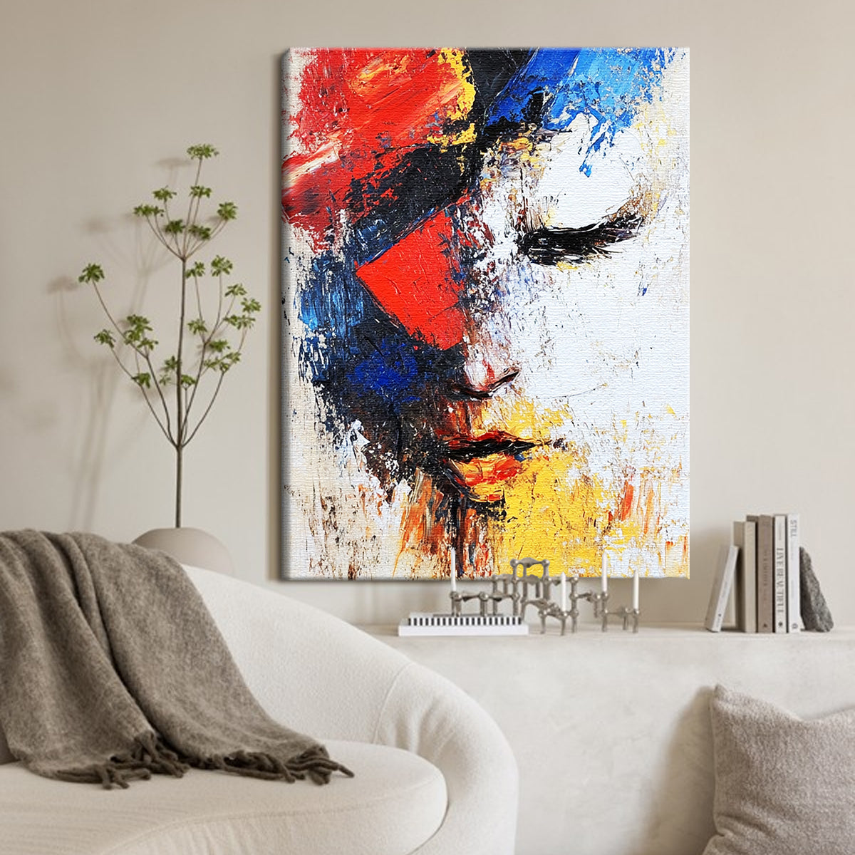 Dreaming Colors Abstract Portraiture Canvas Wall Art for Living Room