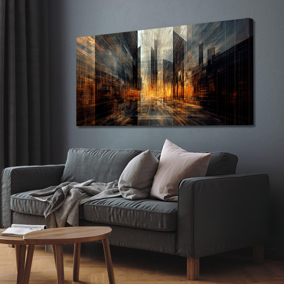 Radiant Cityscape Abstract Canvas Wall Art for Living Room