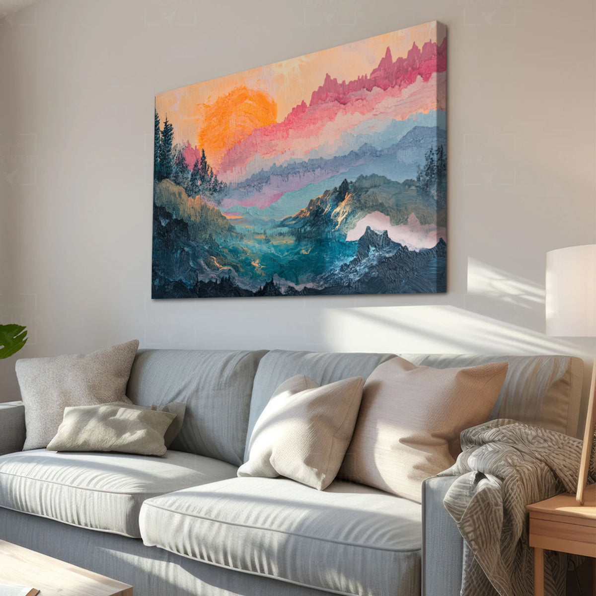 Dawn's Embrace Landscape Abstract Canvas Wall Art
