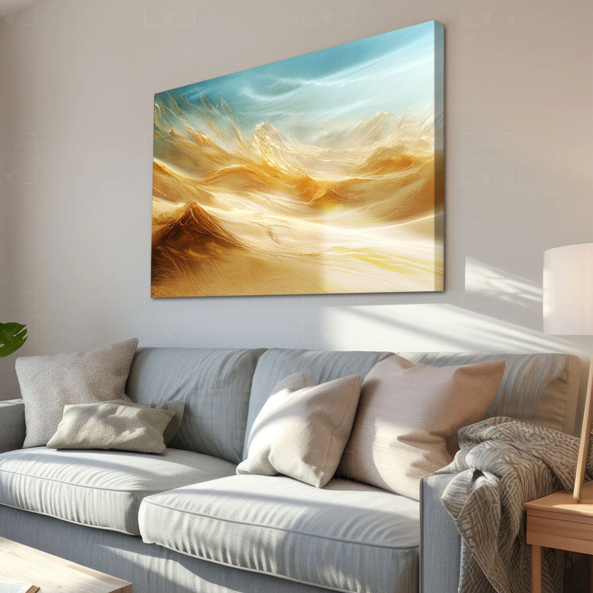 Desert Dreams Golden Landscape Abstract Canvas Wall Art