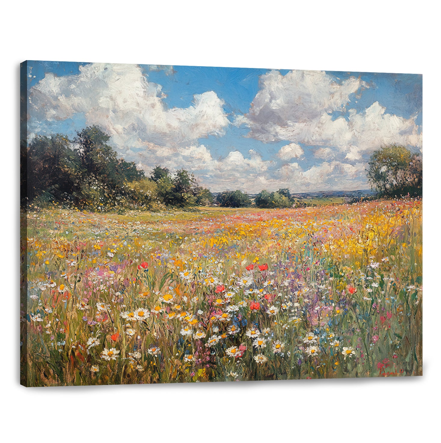 Meadow Bliss Abstract Landscape Canvas Print for Living Room