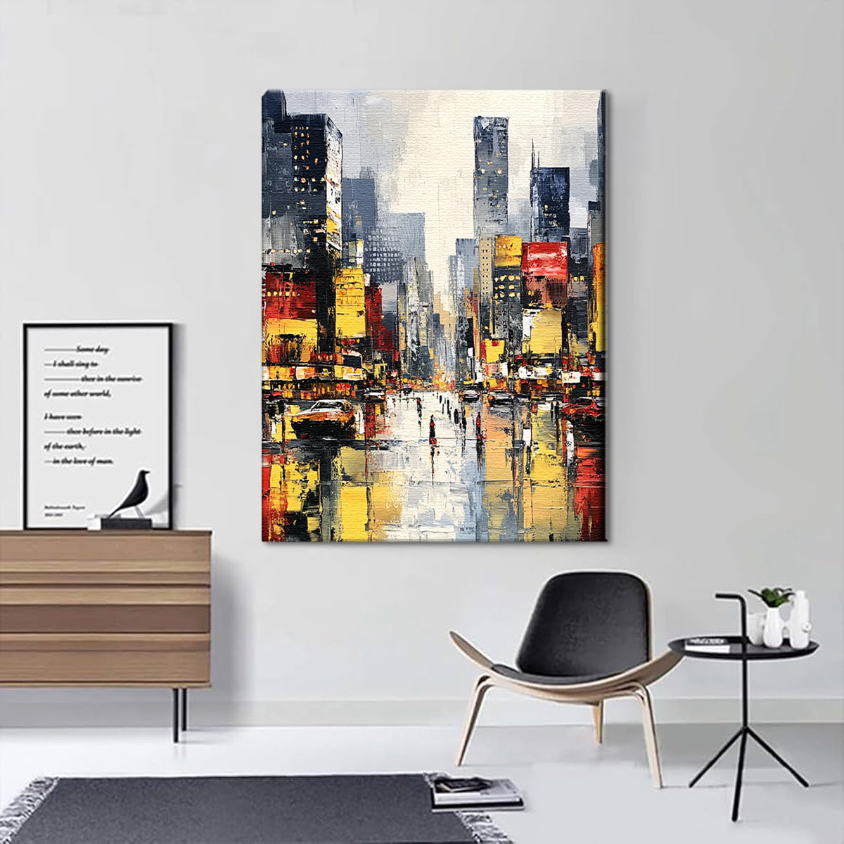 City Lights Contemporary Cityscape Abstract Canvas Wall Art