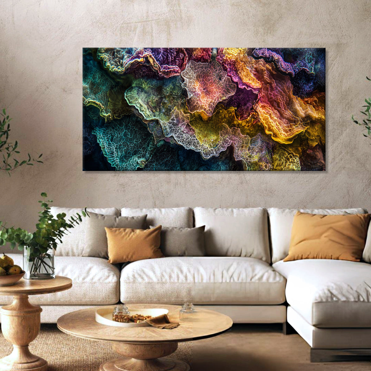 Coral Reverie Digital Abstract Canvas Wall Art