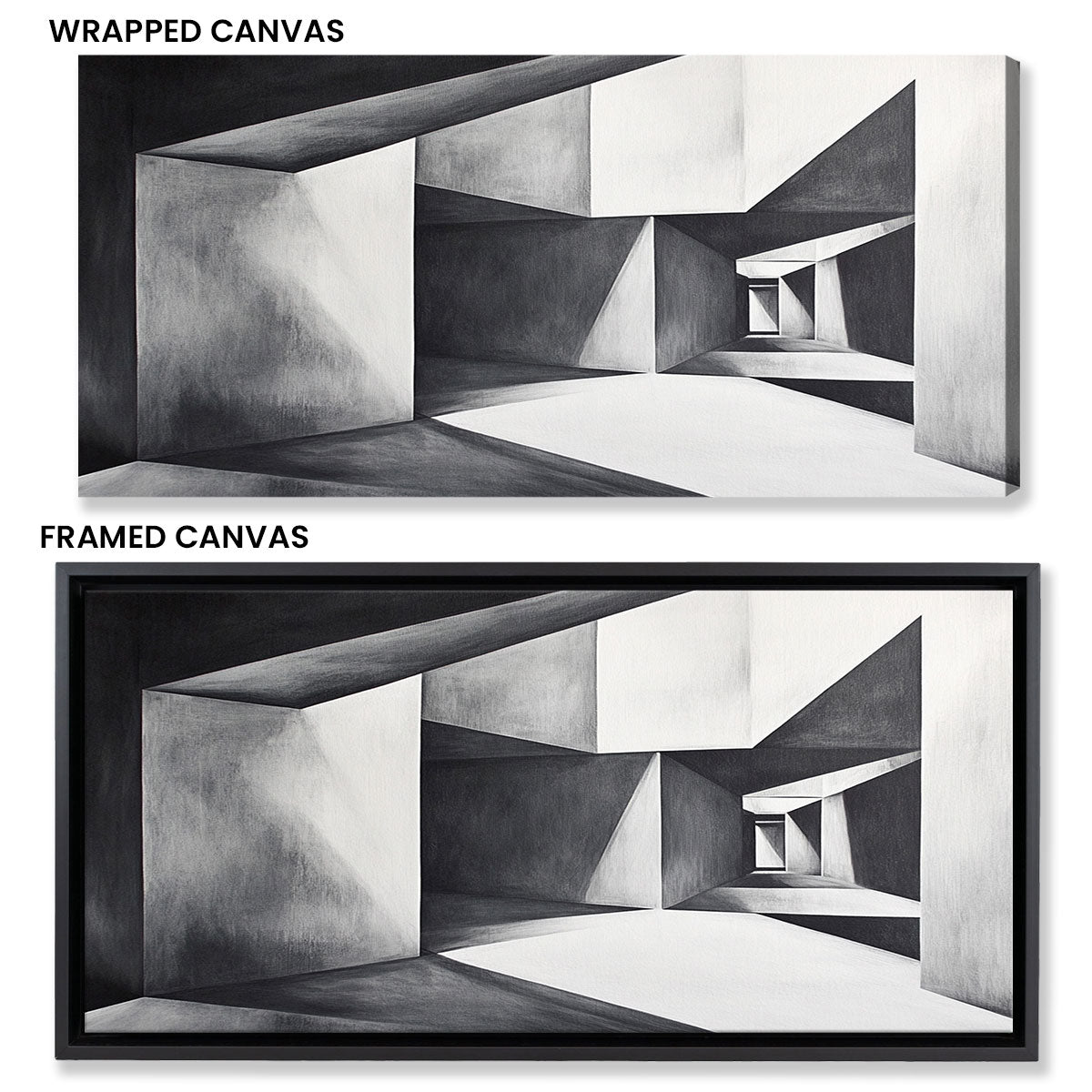 Monochromatic Architecture Abstract Canvas Wall Art for Living Room