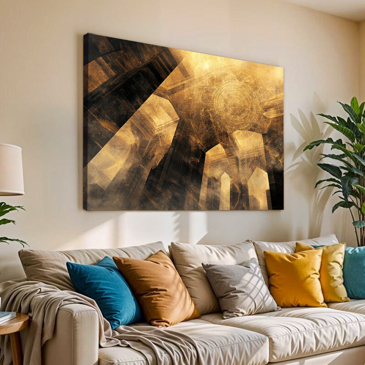 Golden Reverie Lightscape Abstract Canvas Wall Art