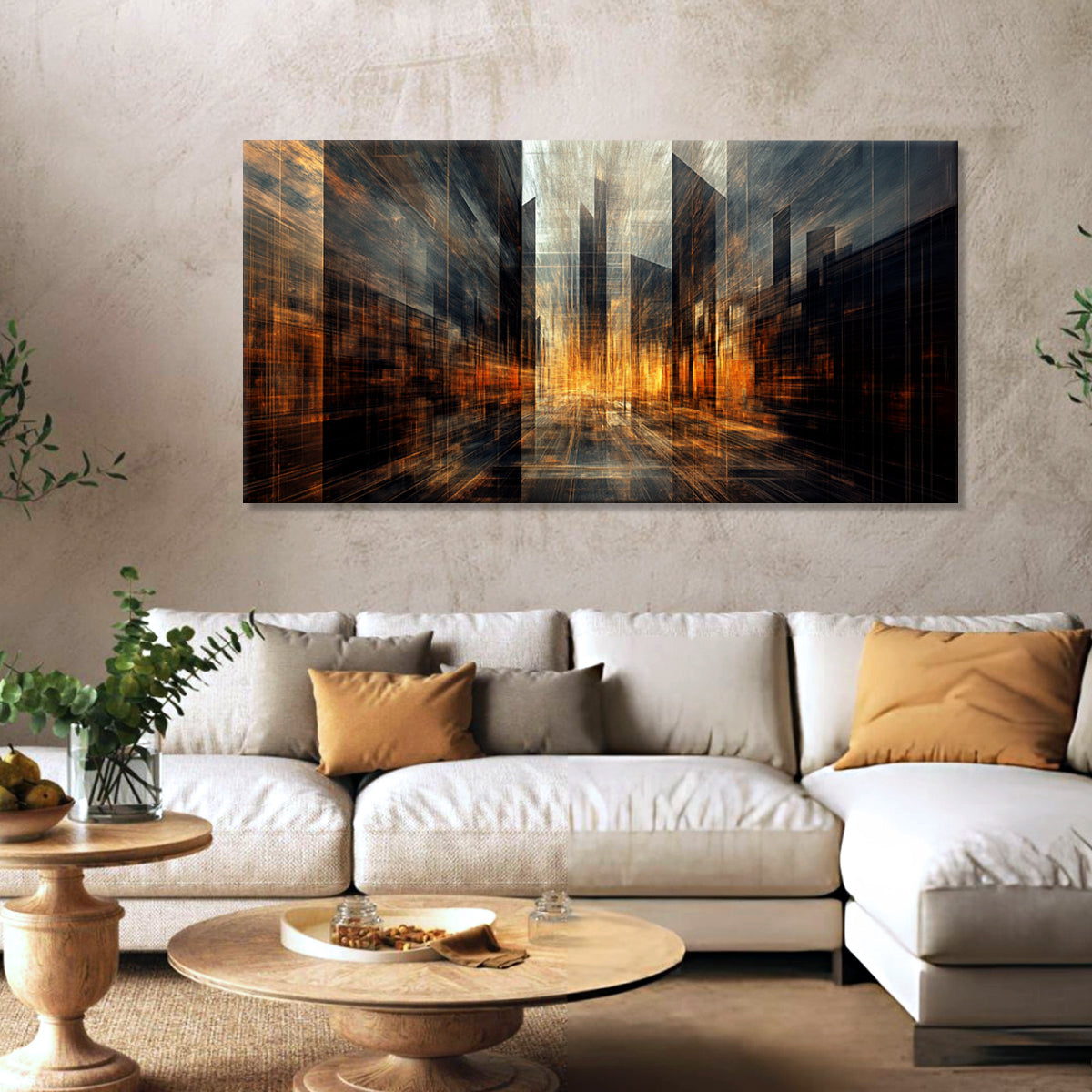 Radiant Cityscape Abstract Canvas Wall Art for Living Room