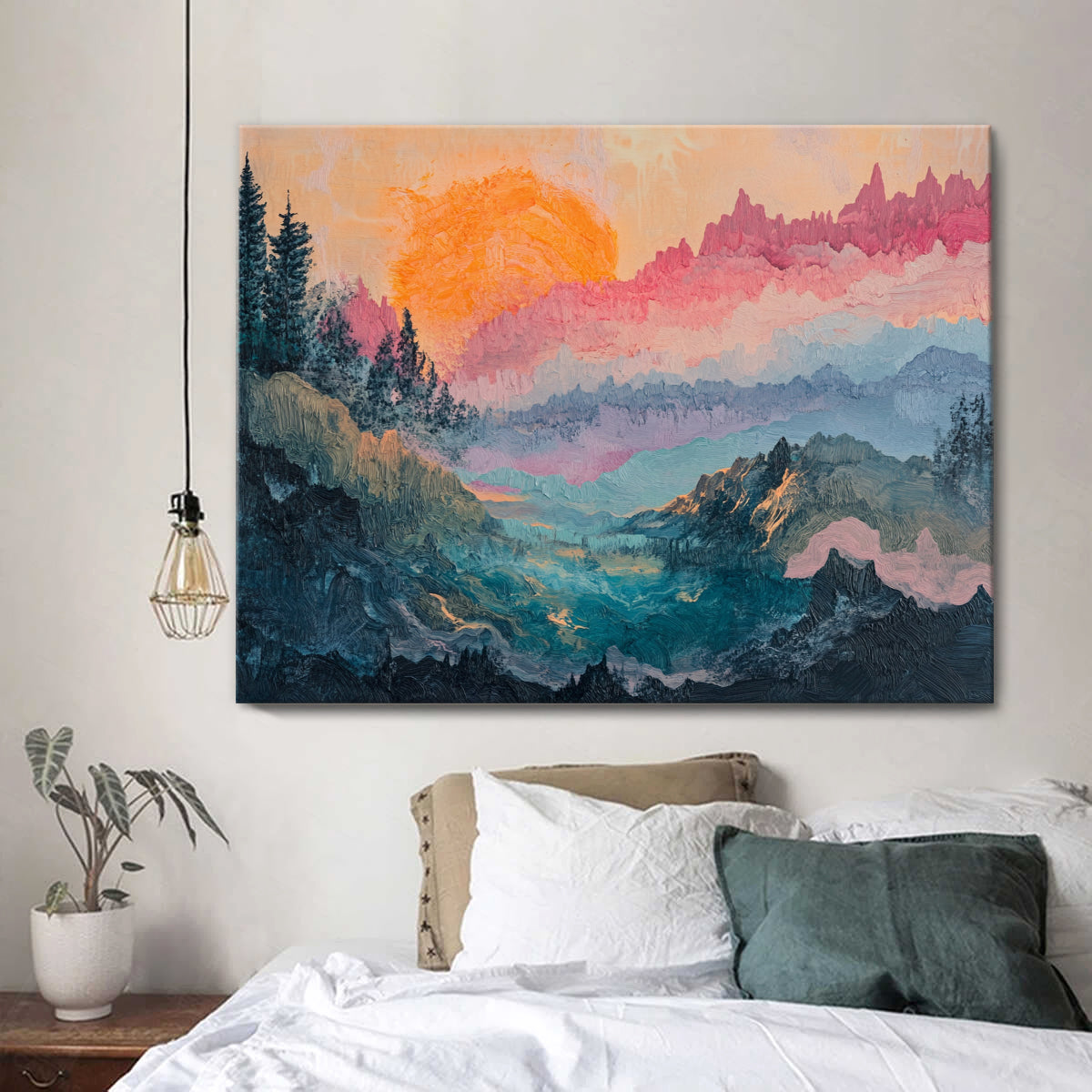 Dawn's Embrace Landscape Abstract Canvas Wall Art