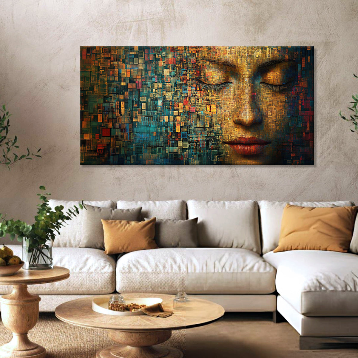 Digital Serenity Surrealism Abstract Canvas Wall Art