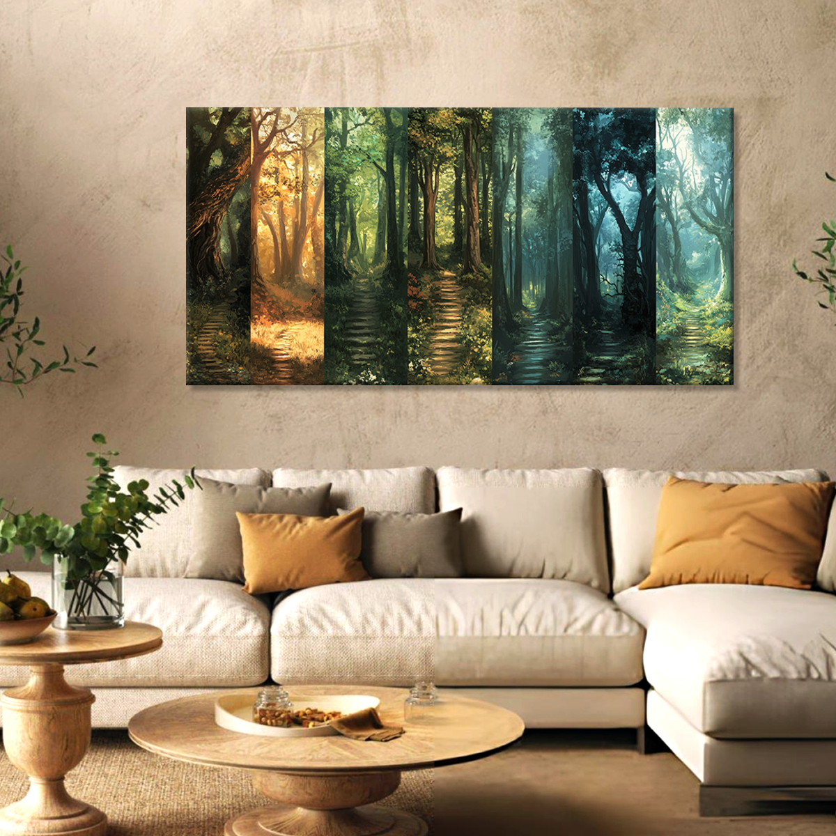 Seasons of the Forest Landscape Abstract Canvas Wall Art