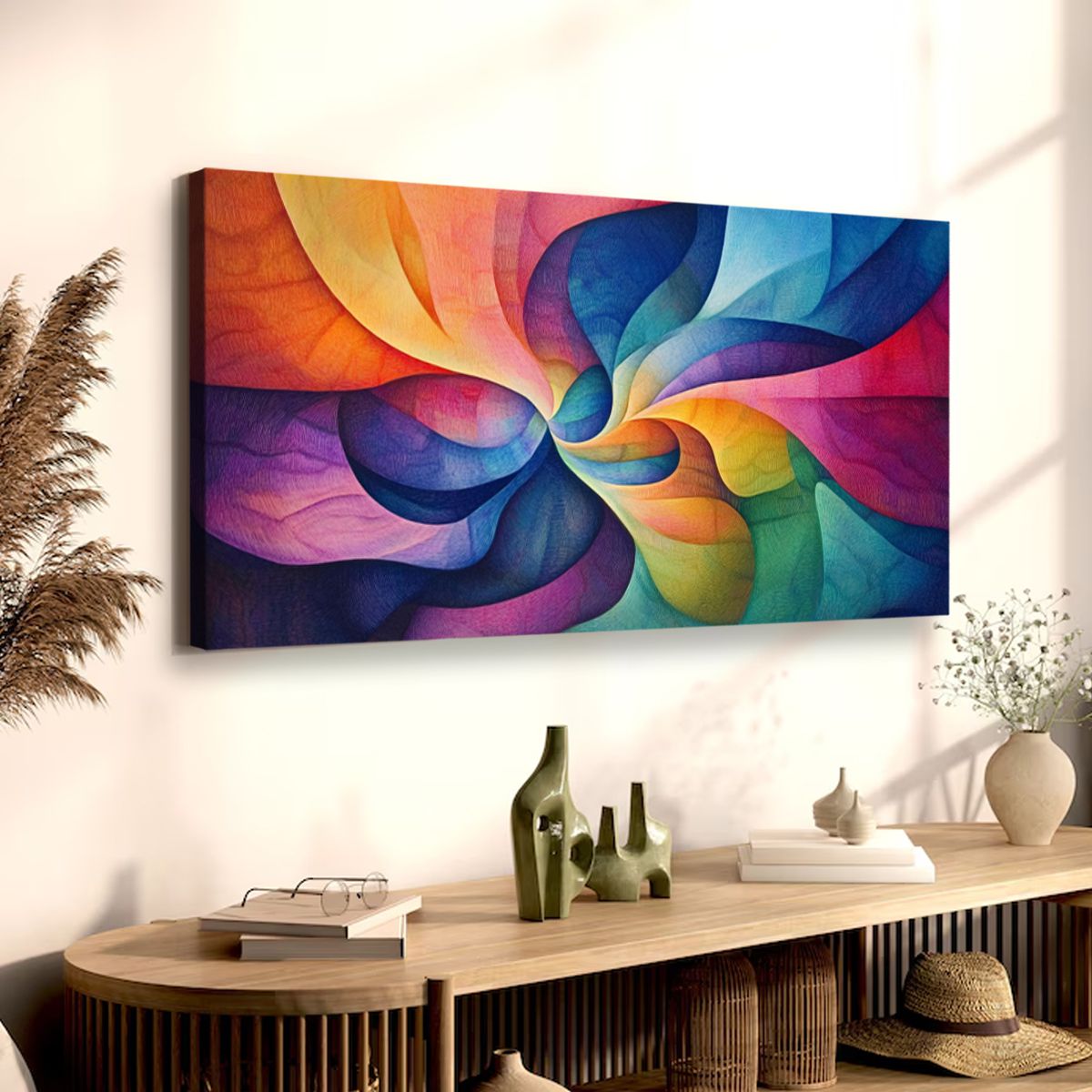 Vibrant Swirl Abstract Canvas Wall Art for Living Room