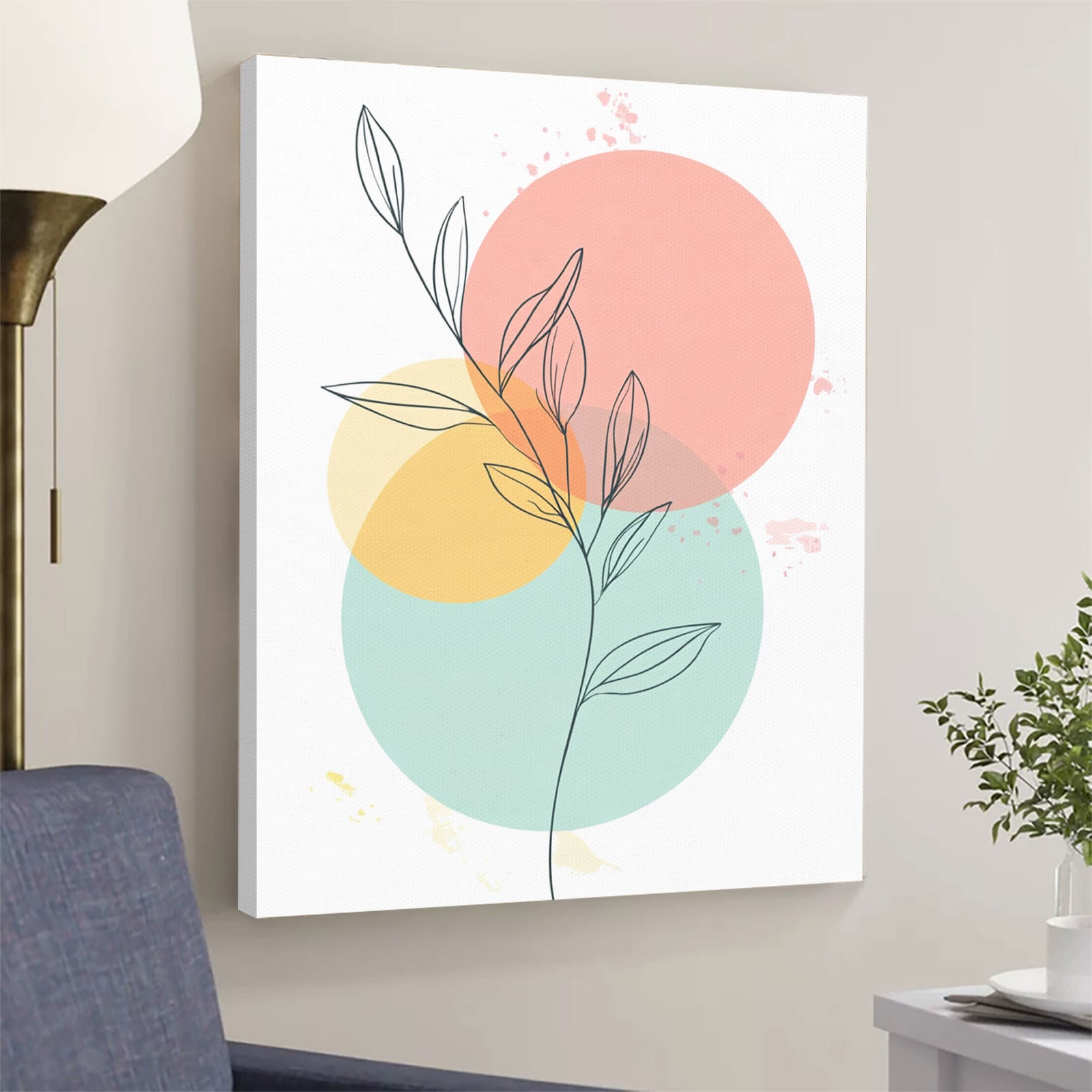 Leaf Line Art Minimalist Canvas Wall Art
