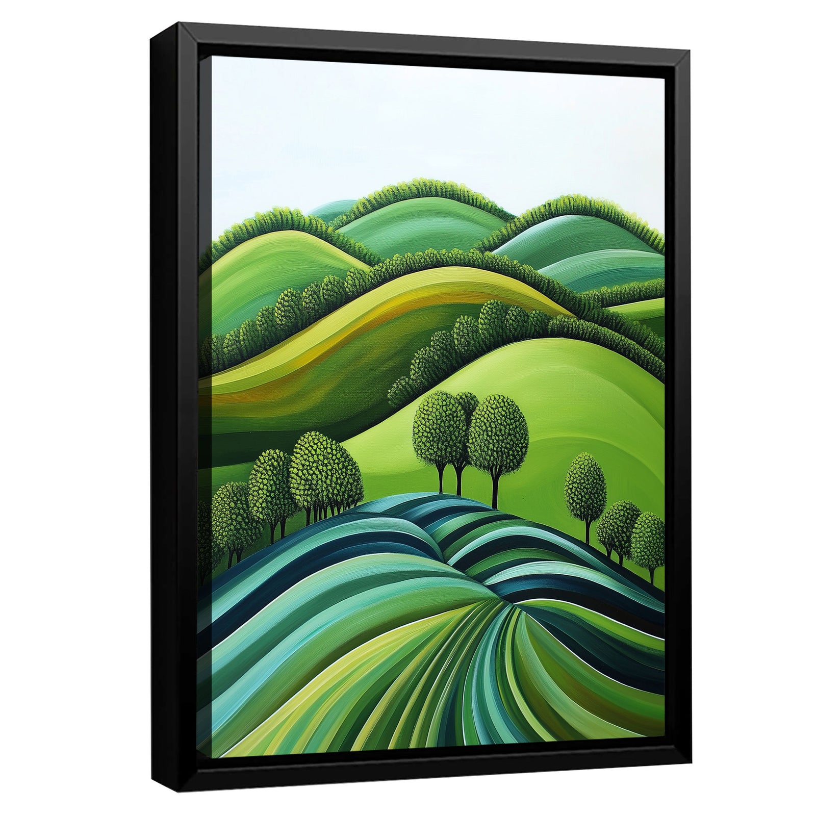 Verdant Rolling Hills Abstract Green Landscape
