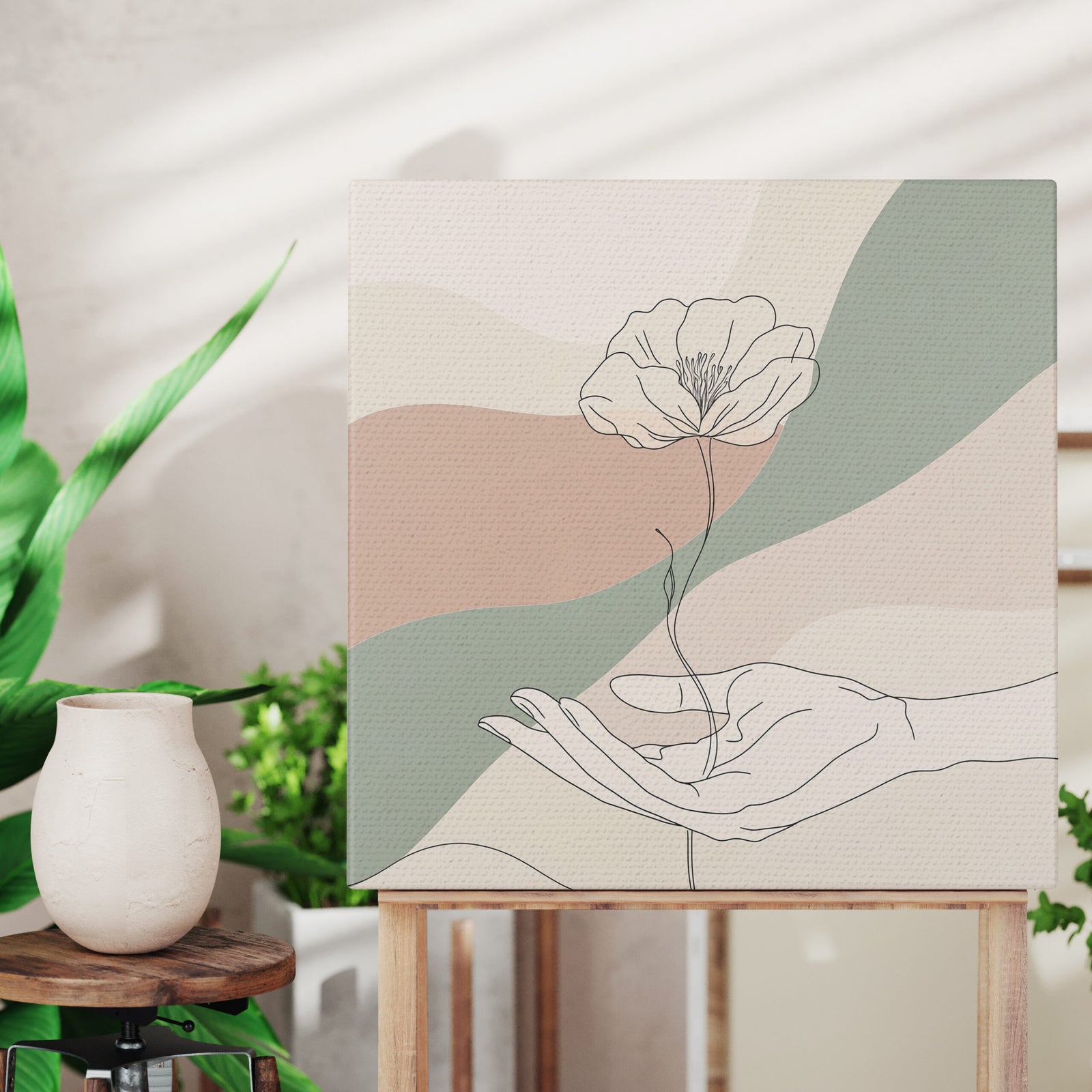 Gentle Touch Minimalist Line Art Canvas Print