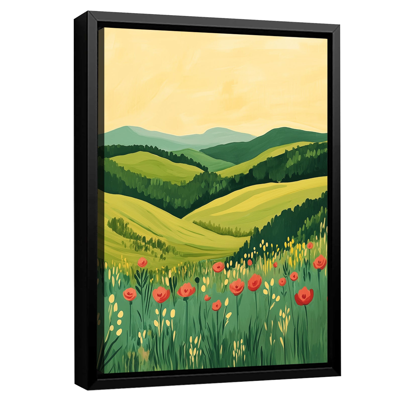 Blooming Vibrant Poppies Vintage Artwork