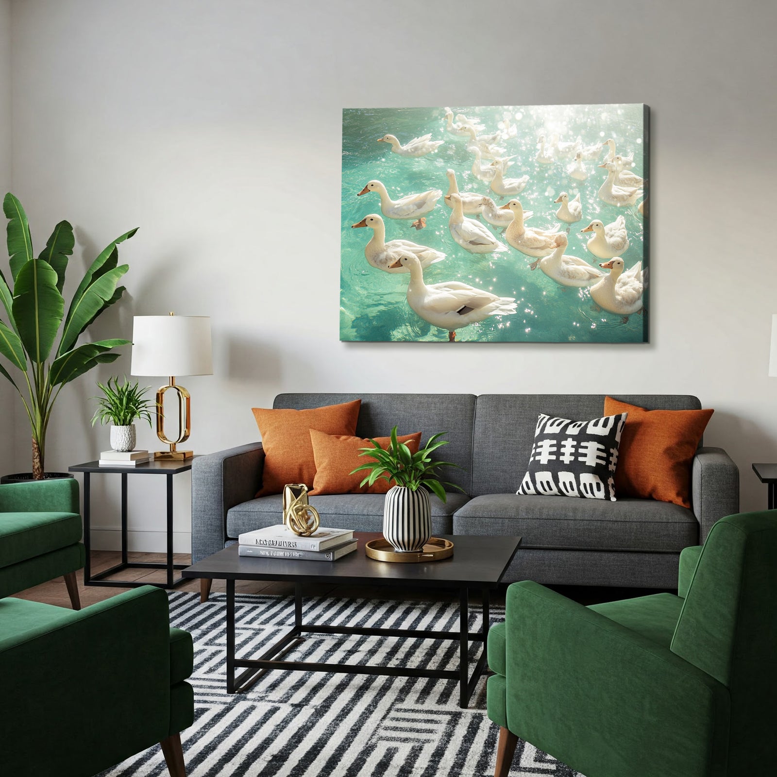 Ducks Swimming Modern Wall Artwork