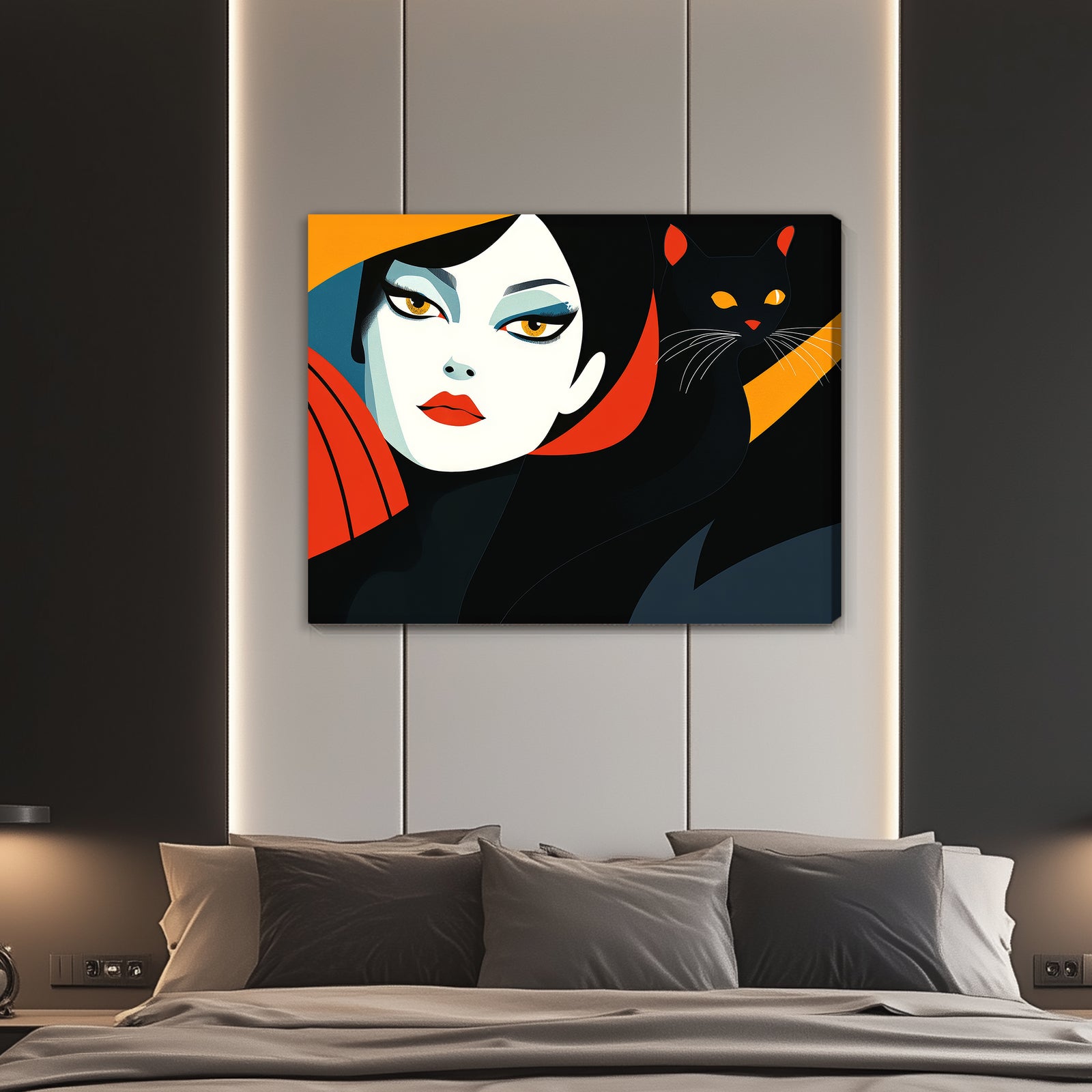Modern Cat Woman Abstract Wall Art For Your Space