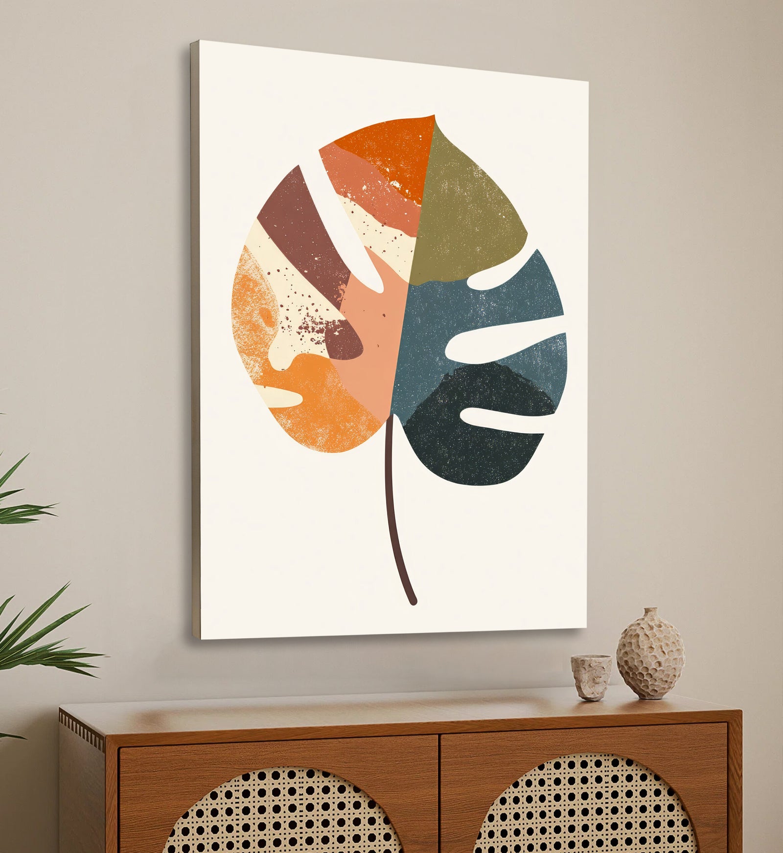 Monstera Leaf Abstract Wall Art
