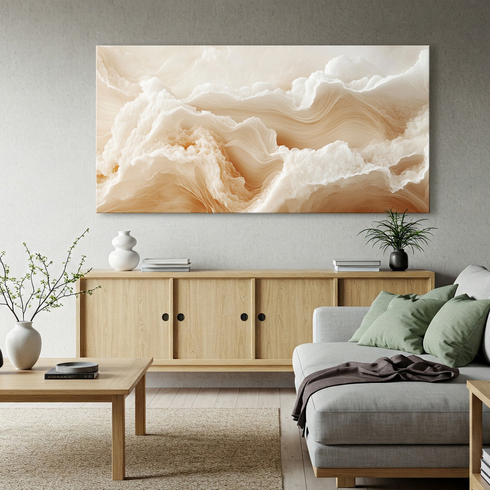 Abstract Waves Boho Wall Art - Sand Cloud Canvas Print