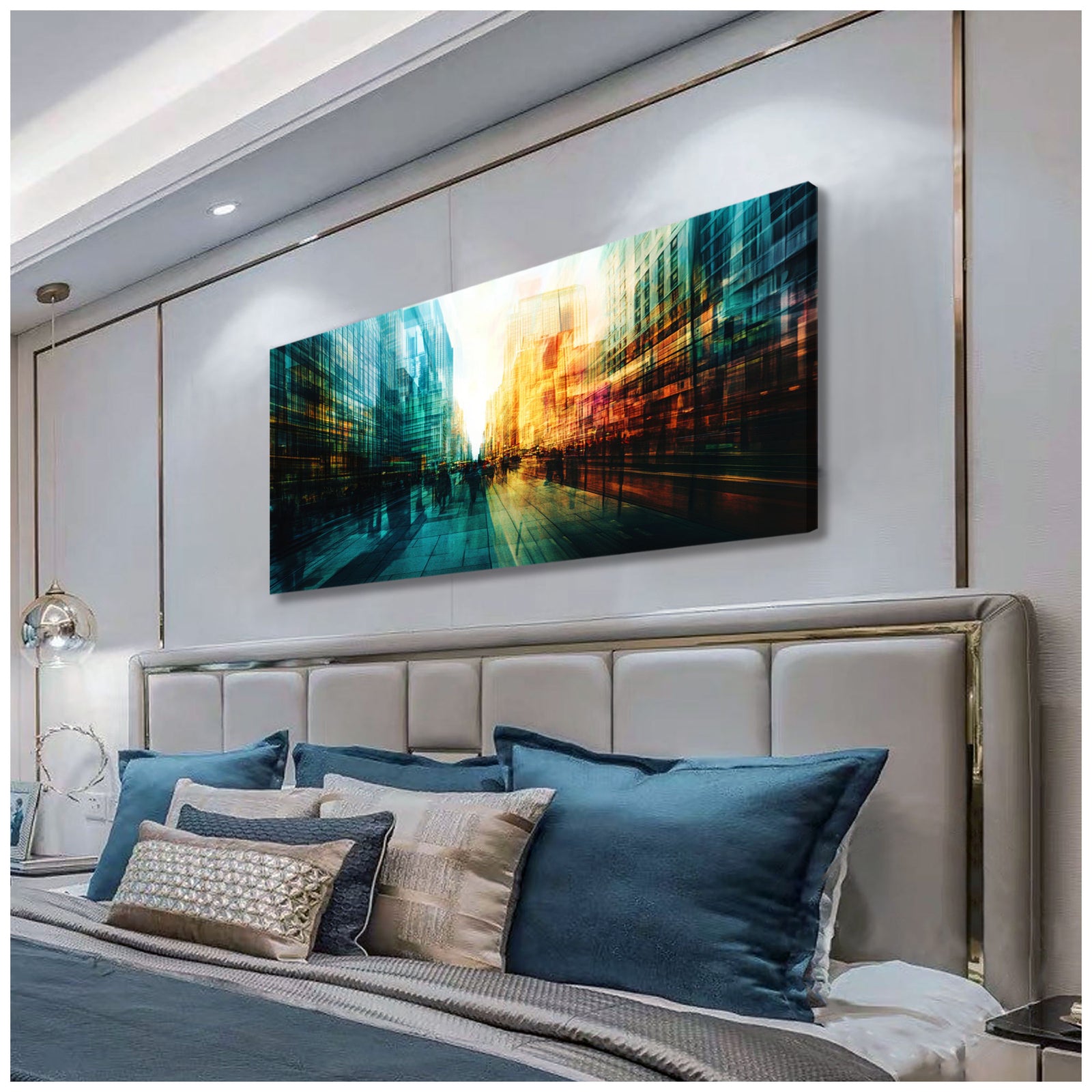 Urban Vibrancia Contemporary Abstract Canvas Wall Art for Living Room