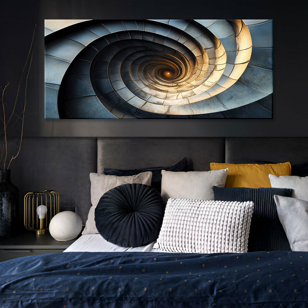 Spiral Architecture Abstract Canvas Wall Art for Living Room
