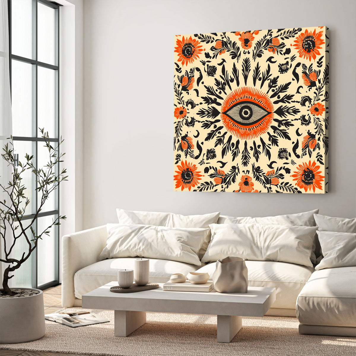 Golden Daisy Grid Boho Wall Decor