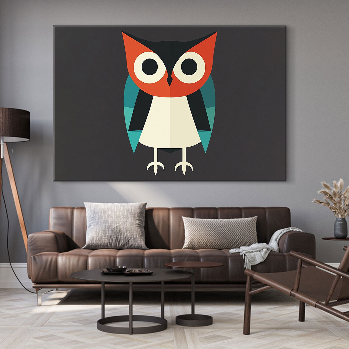 Modern Geometric Art Inspired Owl Canvas Print