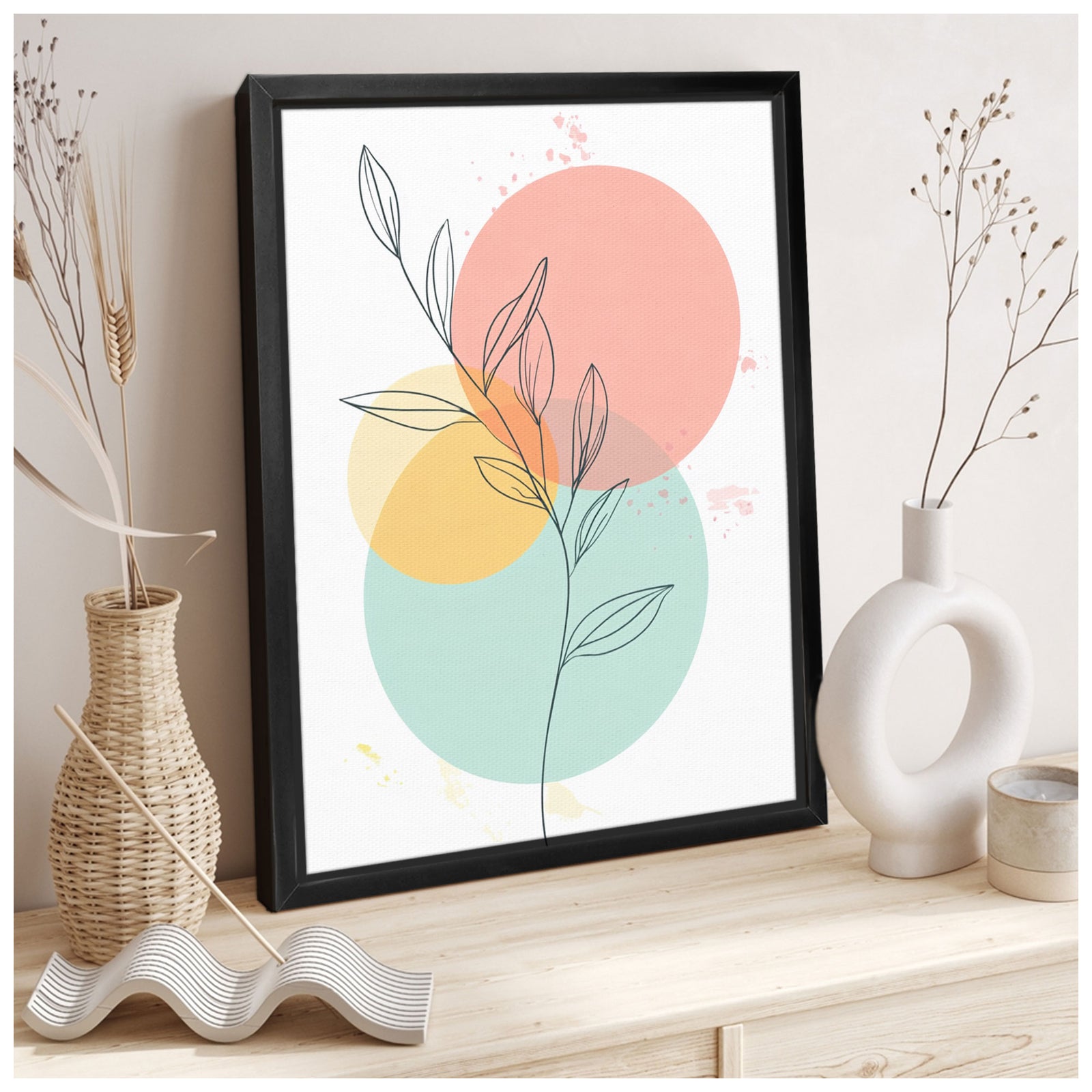 Leaf Line Art Minimalist Canvas Wall Art